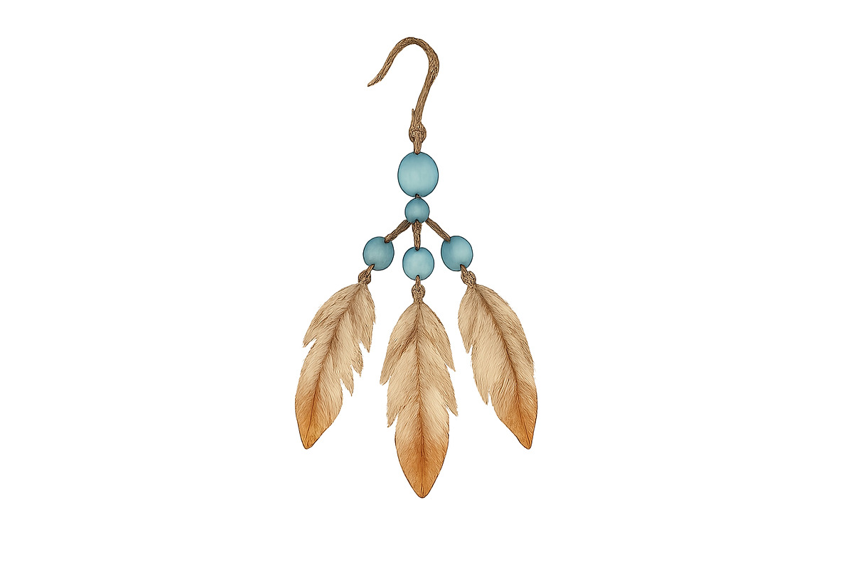 Isolated indigenous earring with fea, an Illustration by Dvoevnore photos