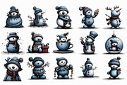 Whimsical Christmas Snowman Clipart, an Illustration by Libby Wishes (Thumbnail 6 of 7)