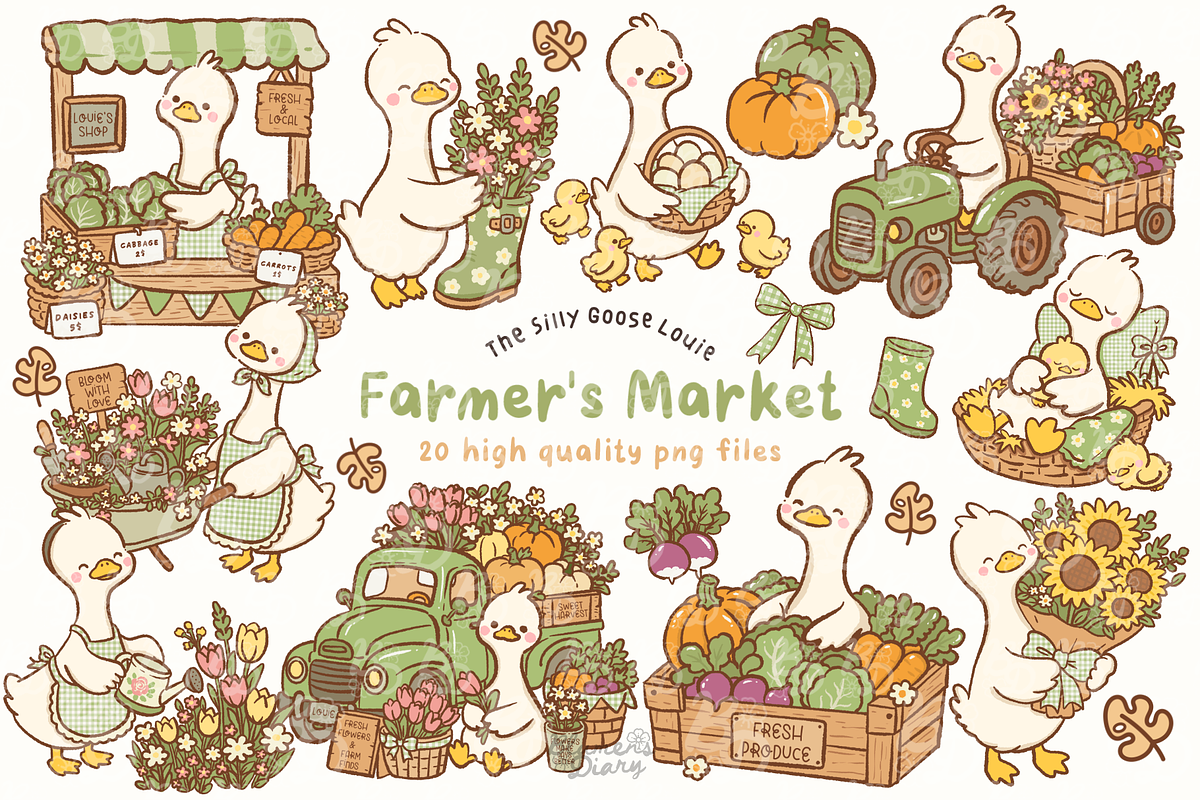 Farmer's Market Goose Clipart, an Animal Illustration by Blumensdiary (Photo 1 of 6)