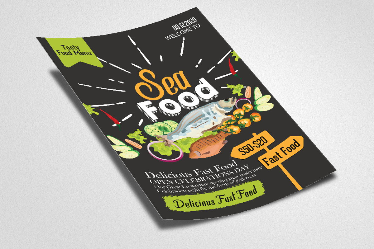Sea Food Restaurant Menu Flyer, a Flyer Template by Business Flyers (Photo 2 of 2)