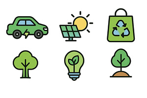 Eco icon sets with symbols for susta, an Illustration by Dvoevnore photos