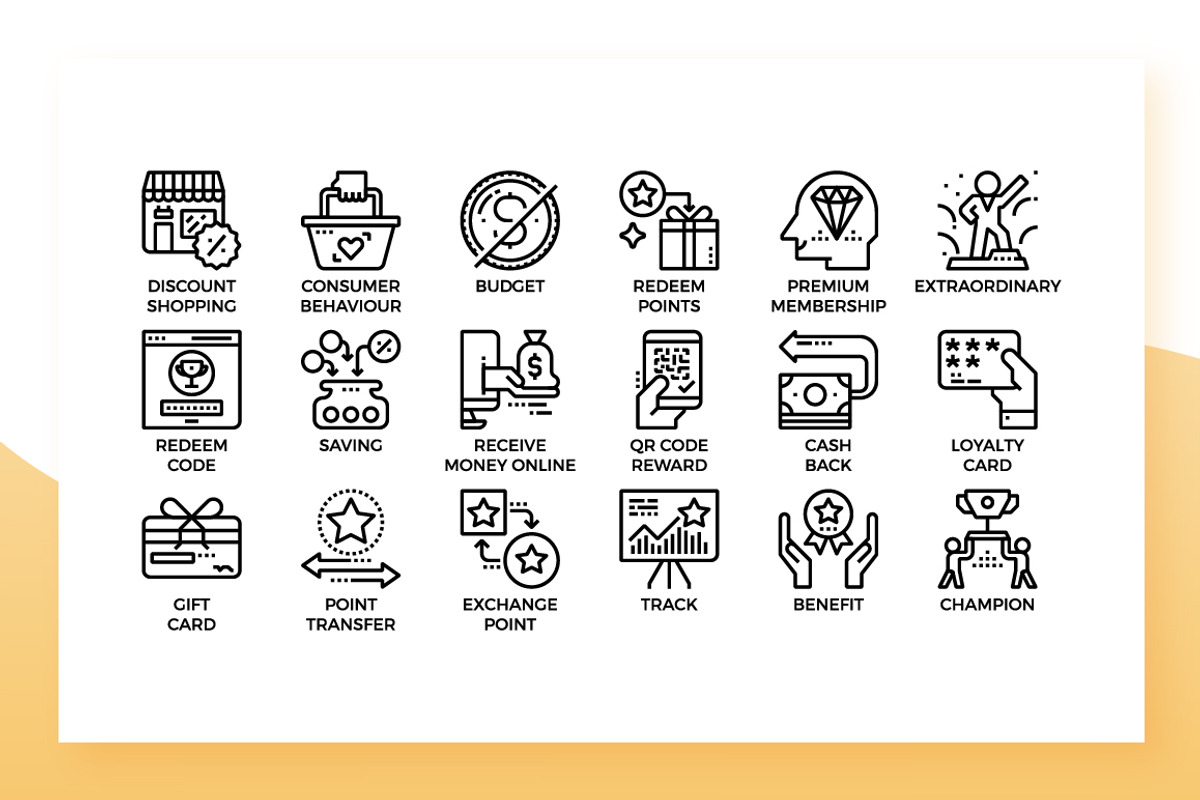 Customer Loyalty Program Icons, an Outline Icon by Becris (Photo 2 of 3)
