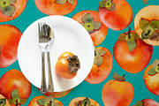 Watercolor Persimmon Fruits Clipart, a Food Illustration by Olga Begak Art & Design (Thumbnail 6 of 9)