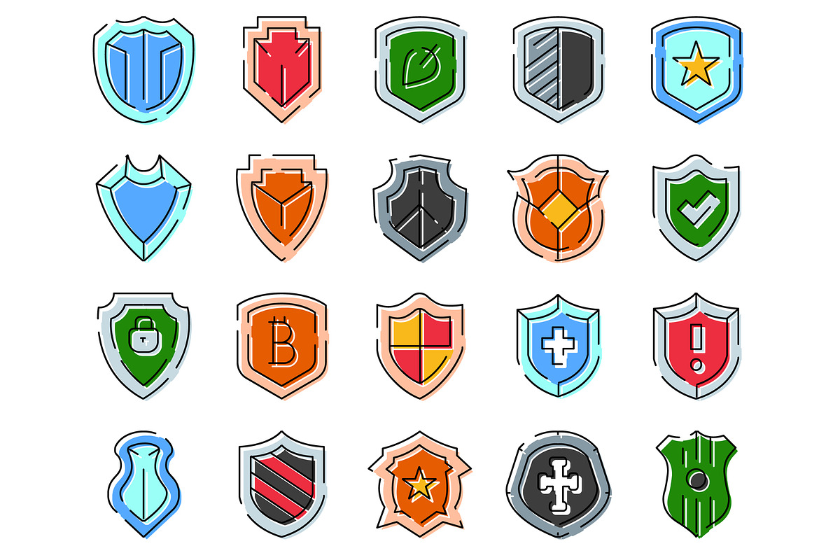 Collection of shield icons, an Object Graphic by pikepicture (Photo 2 of 3)