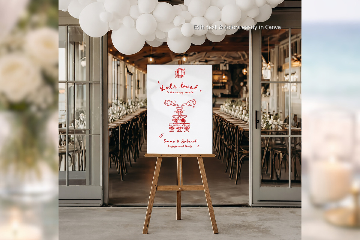 Lets Toast Sign Canva pg001, a Poster Template by TyphoonStudio (Photo 3 of 9)