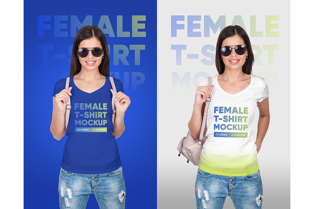 Female V-Neck T-Shirt Mockup, a Shirt Mockup by Hi, Mock-Up! (Photo 8 of 10)