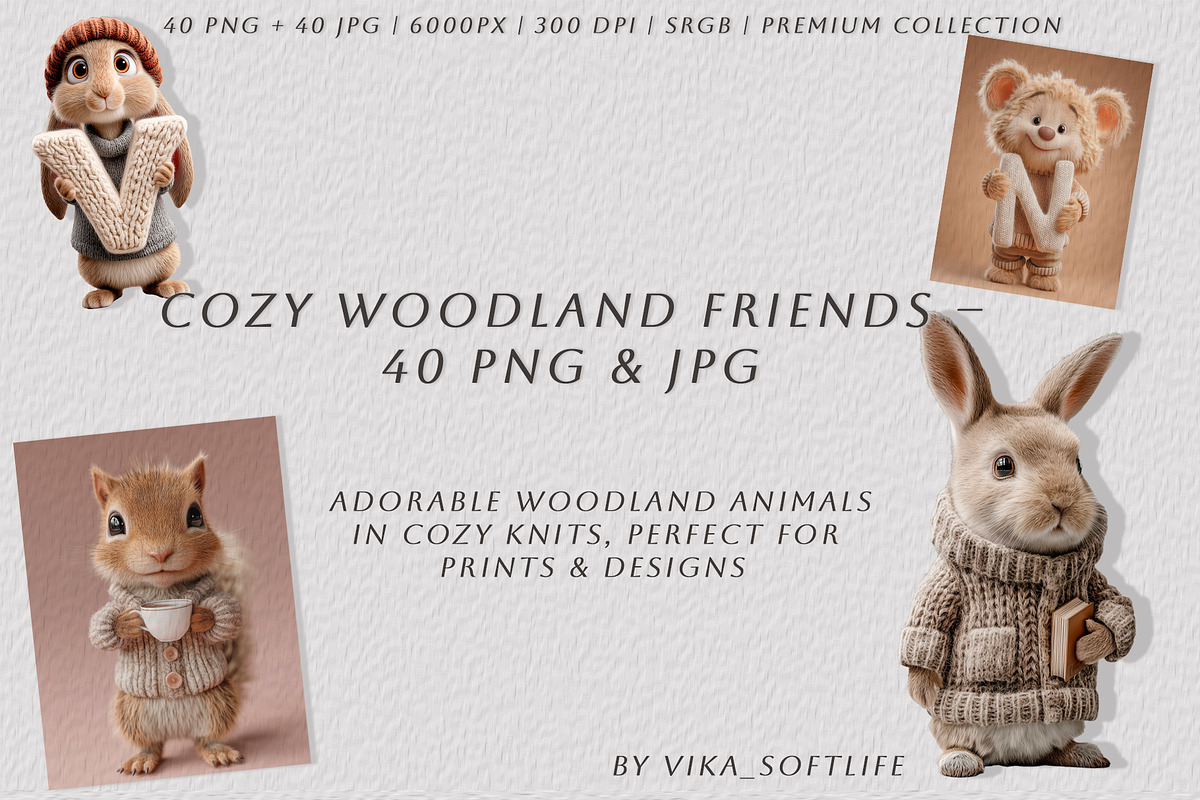 Cozy Woodland Friends, an Animal Illustration by Vika_Softlife (Photo 1 of 12)