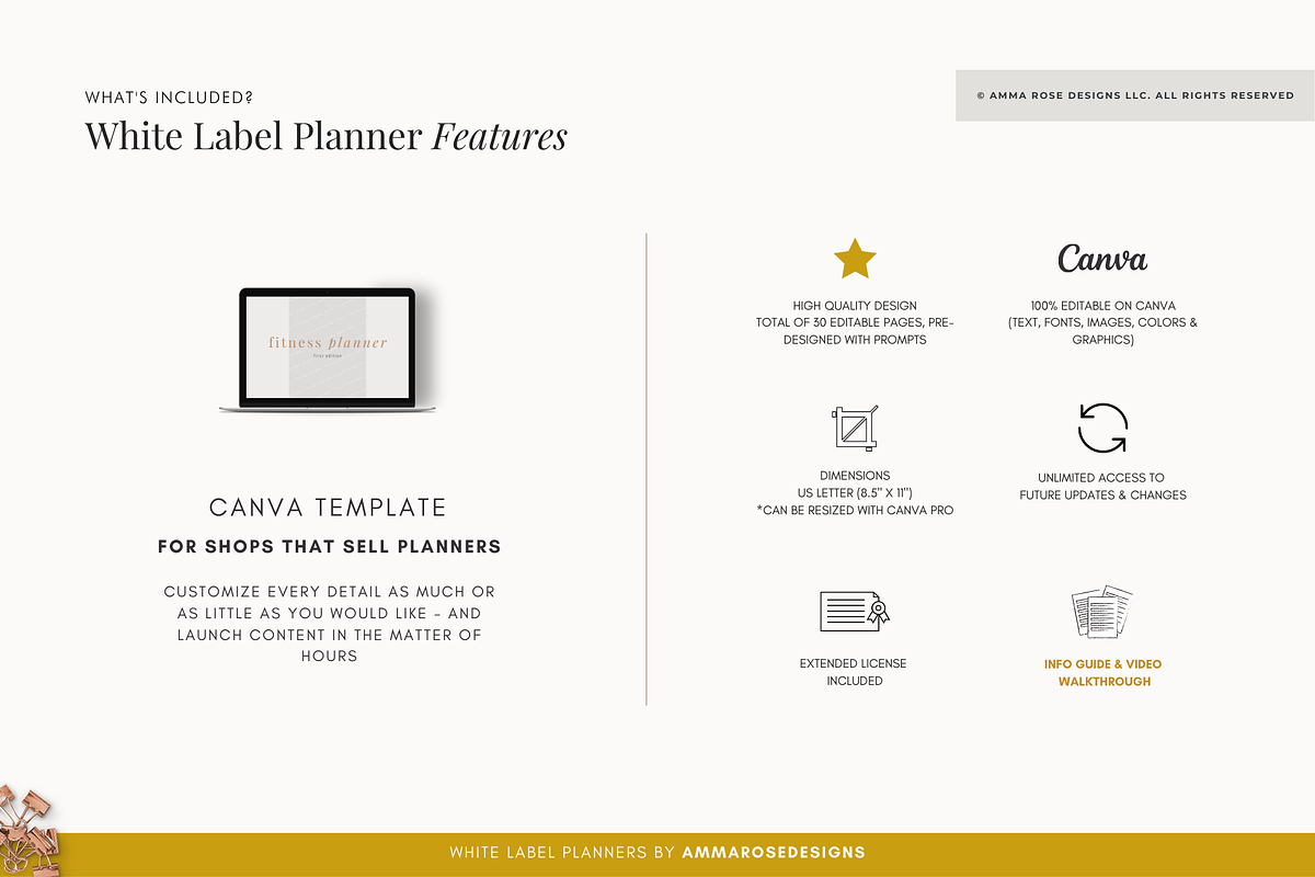White Label Fitness Planner, a Stationery Template by ammarosedesignsllc (Photo 3 of 10)