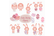 Set of vector cute Easrer Bunny, an Illustration by Manuna (Thumbnail 2 of 4)