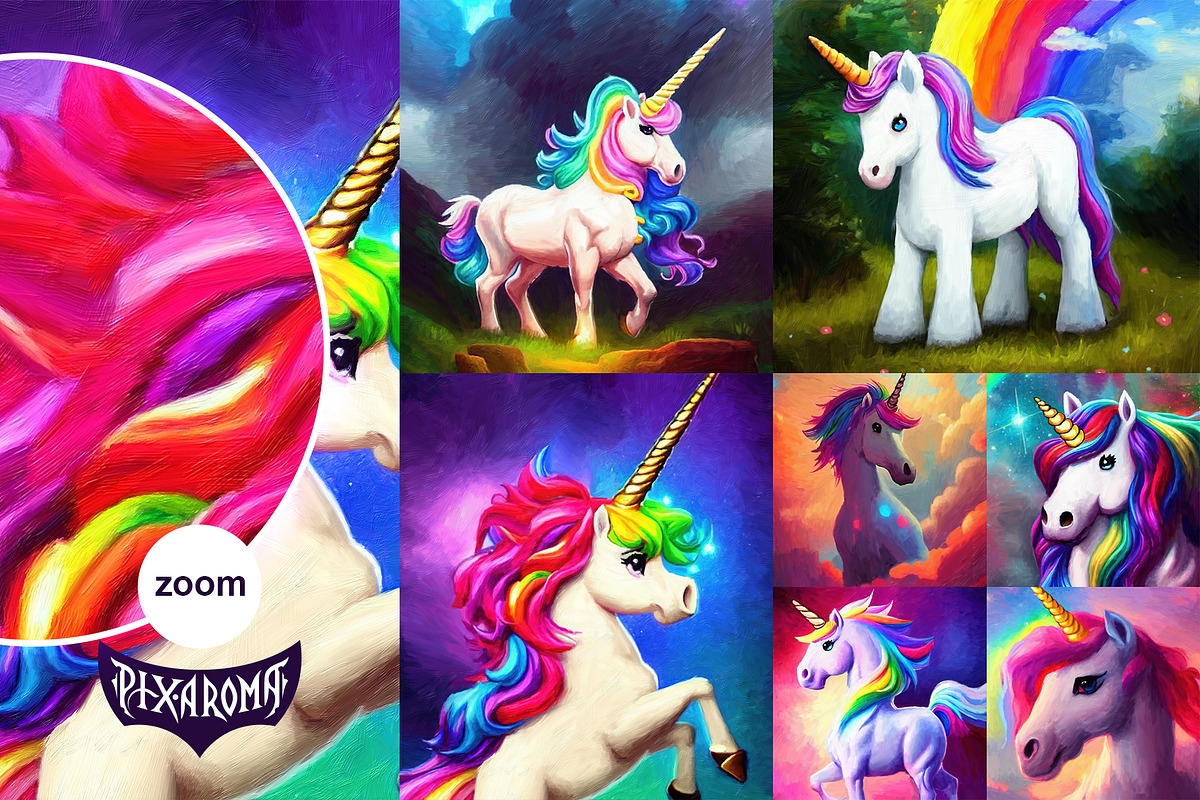 Unicorn Oil Paintings, an Animal Illustration by pixaroma (Photo 3 of 9)
