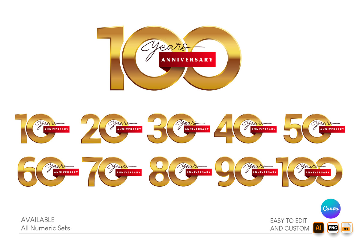 Anniversary Gold Logo, Greeting Card, a Graphic by OtpirusGraphic (Photo 3 of 7)