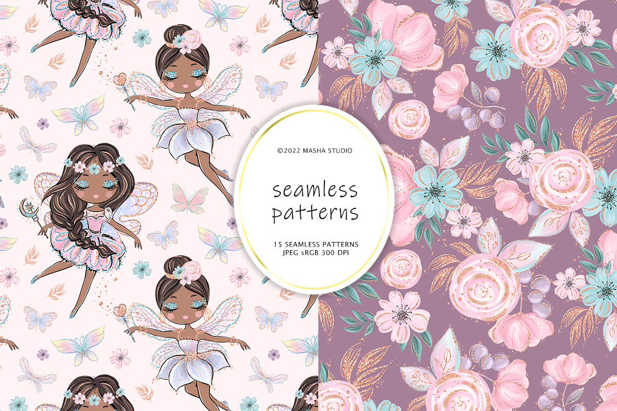 Fairies & Butterflies Digital Papers, a Pattern Graphic by Masha  Studio (Photo 4 of 10)