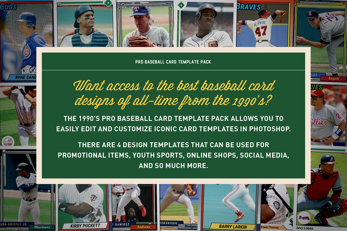 1990's Pro Baseball Card Templates, a Card Template by Chris Weibring (Photo 2 of 11)