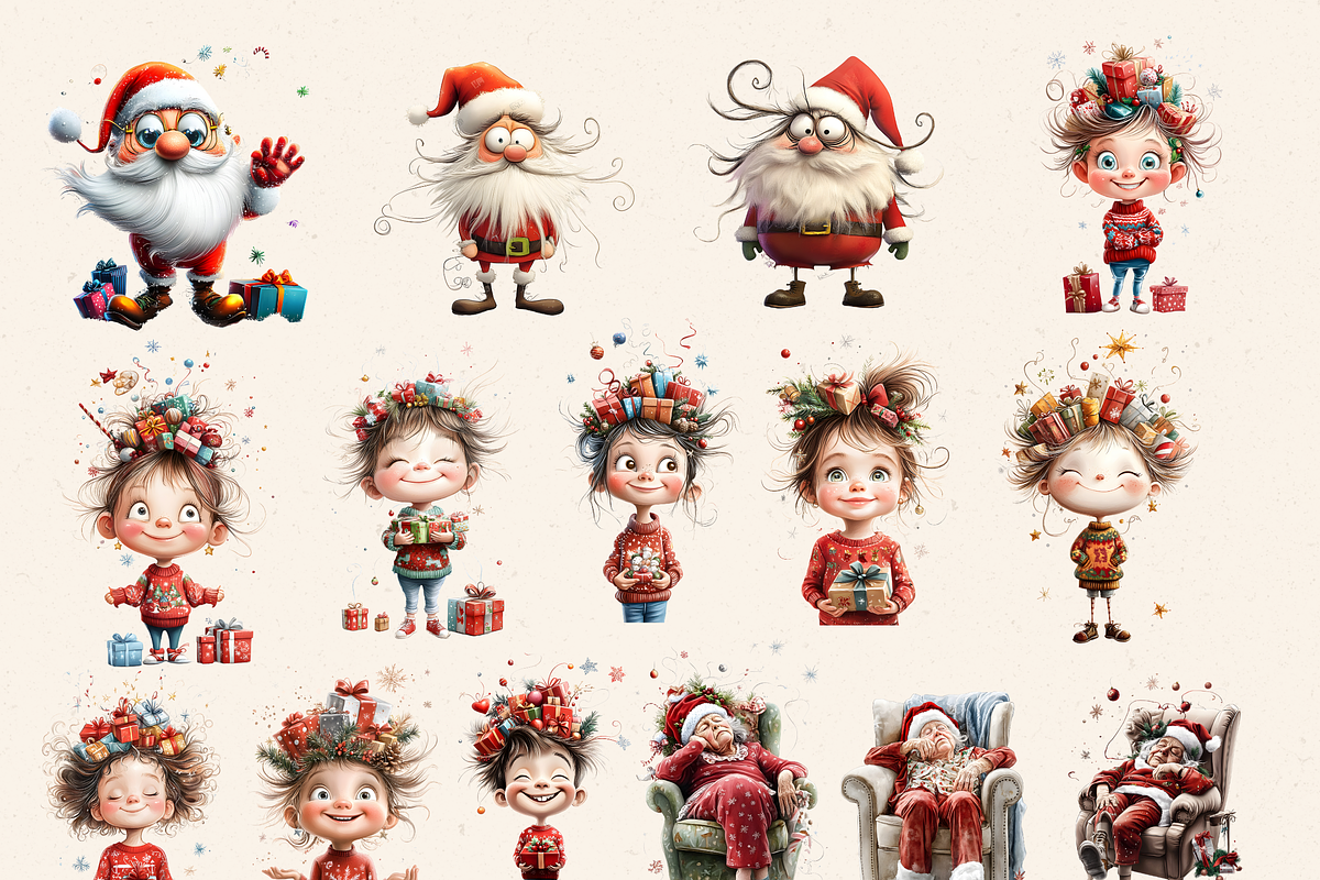 SUPER QUIRKY CHRISTMAS CLIPART PACK, a Person Illustration by Daring Digies (Photo 3 of 9)