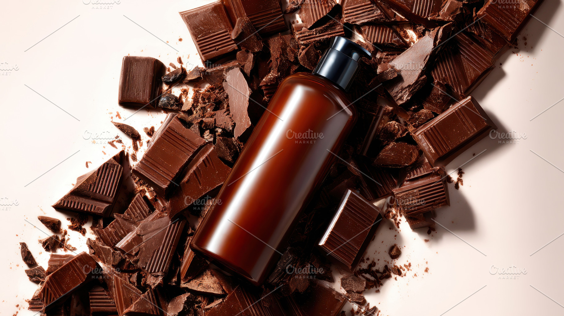 Chocolate bottle on broken pieces, a Photo by Beautiful things