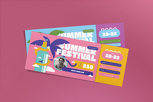 Blue Flat Design Summer Fest Ticket