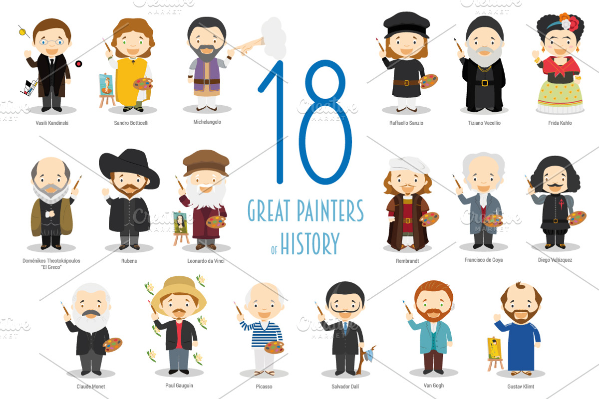 18 Great Painters of History, an Education Illustration by asantosg