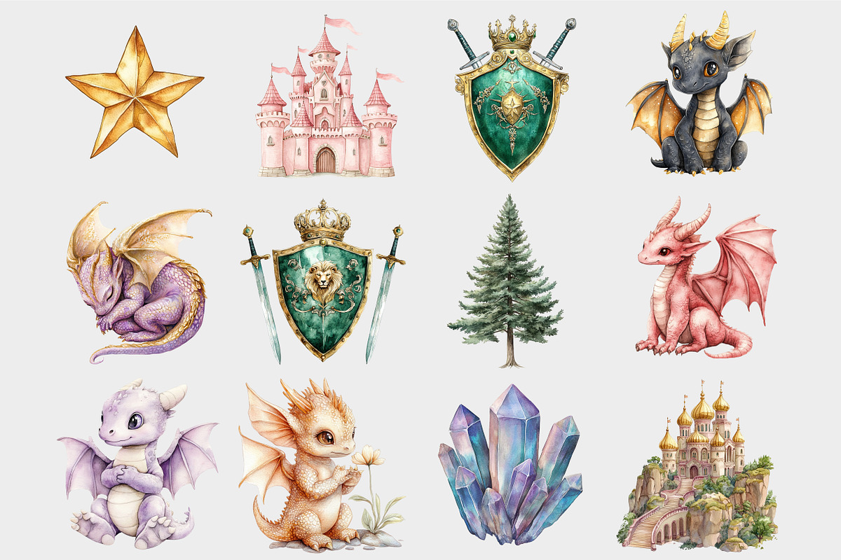 Watercolor Dragon Clipart, a Seasonal Illustration by Design Market (Photo 4 of 5)