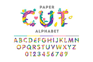 Paper cut Alphabet Font Set