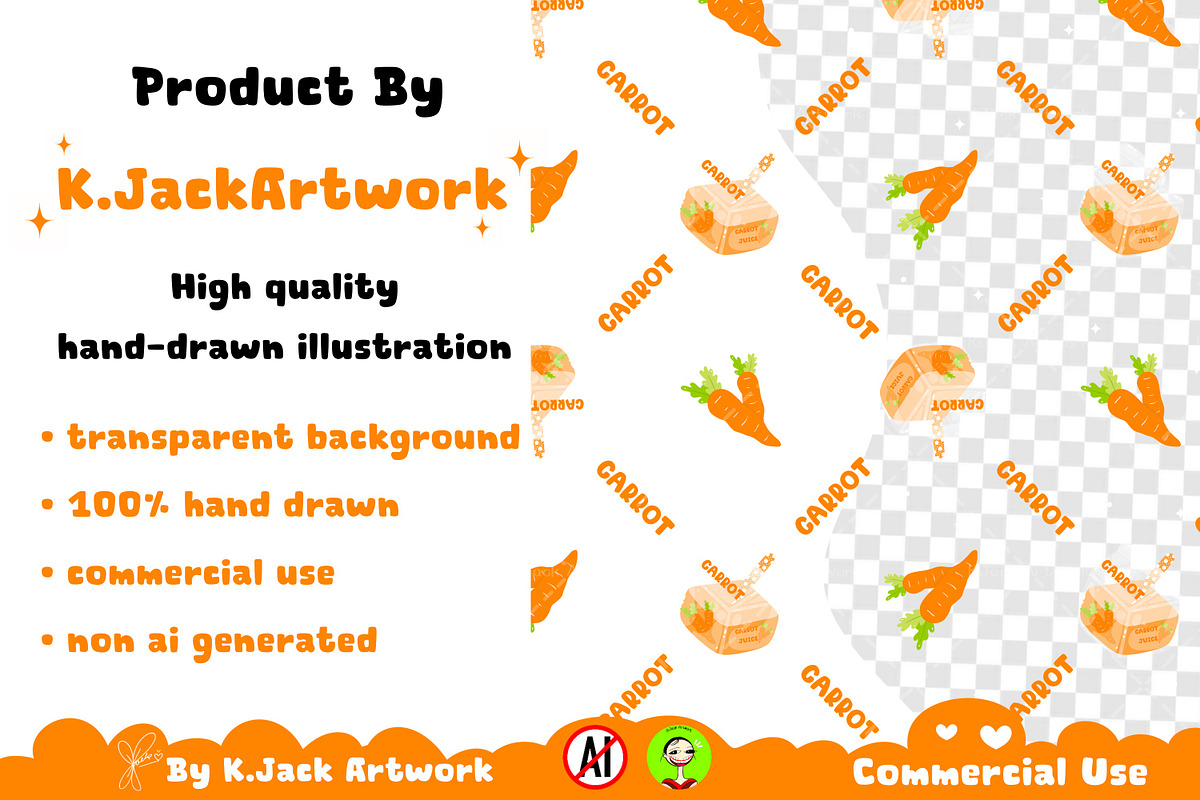 Cute carrot juice seamless pattern, a Background Graphic by K.JackArtwork (Photo 3 of 7)