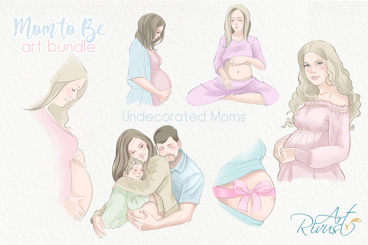 Mother to be PNG Clip Art. Pregnancy, a Decorative Illustration by RivusArt (Photo 7 of 9)
