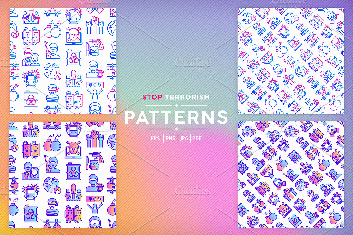 Stop Terrorism Patterns Collection, a Pattern Graphic by Alex Blogoodf (Photo 5 of 9)