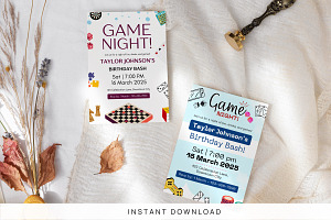 Game Night Birthday Invitation Canva, an Invitation Template by Snapybiz