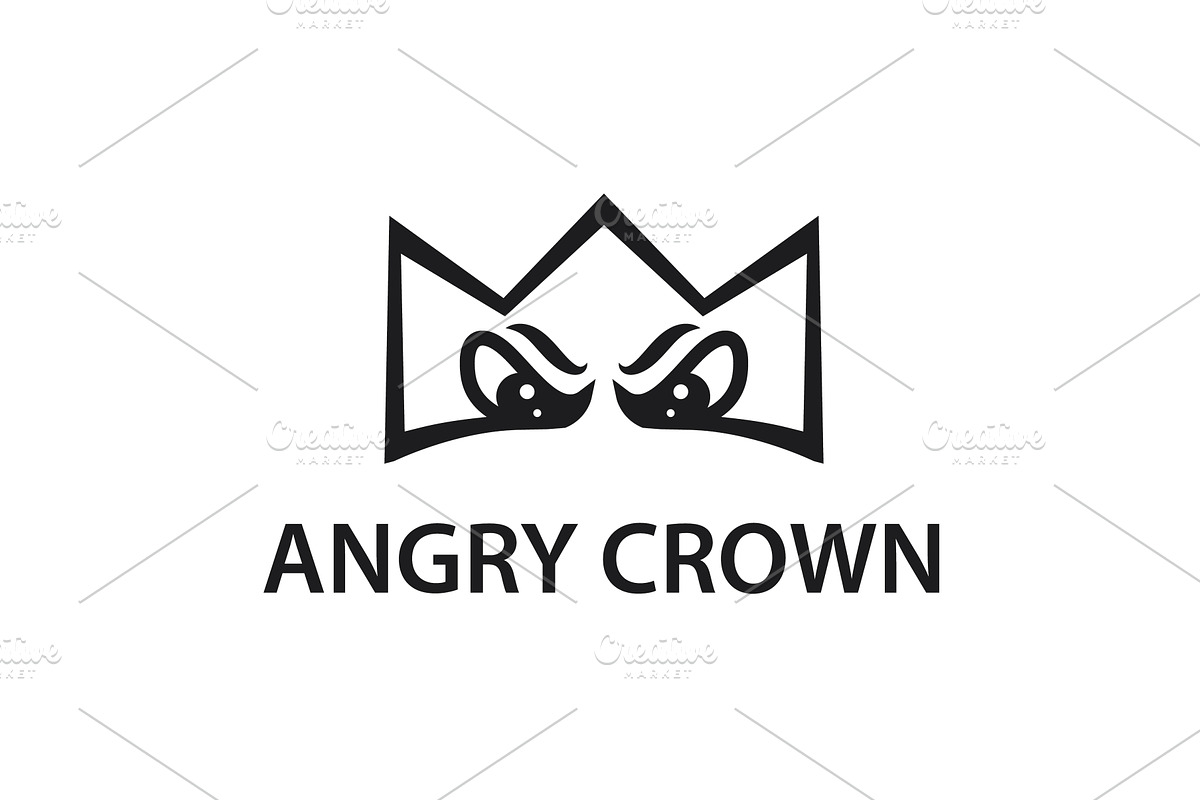 Bold crown with angry eyes, an Object Illustration by LogosDen