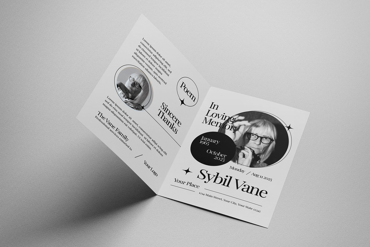 Grey Modern Funeral Program, a Card Template by graphicook (Photo 3 of 3)