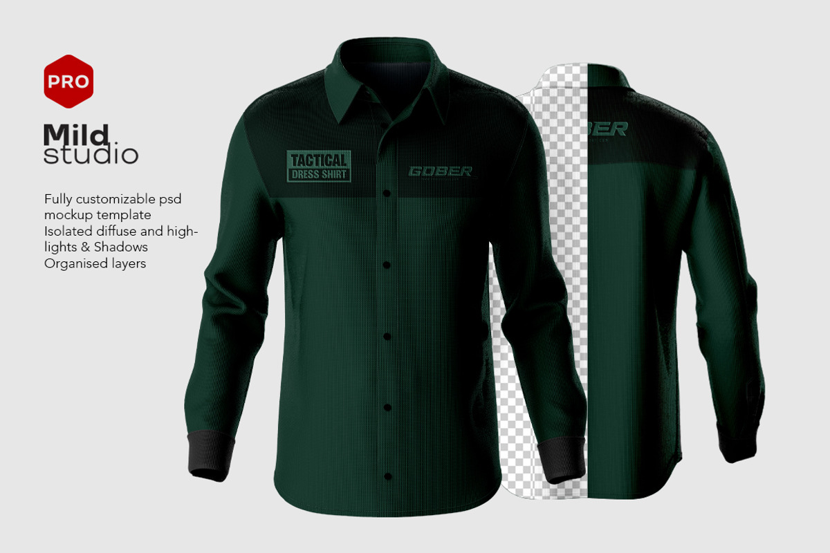 Tactical Dress Shirt V.04 Mockup, a Shirt Mockup by Mildstudio (Photo 5 of 6)