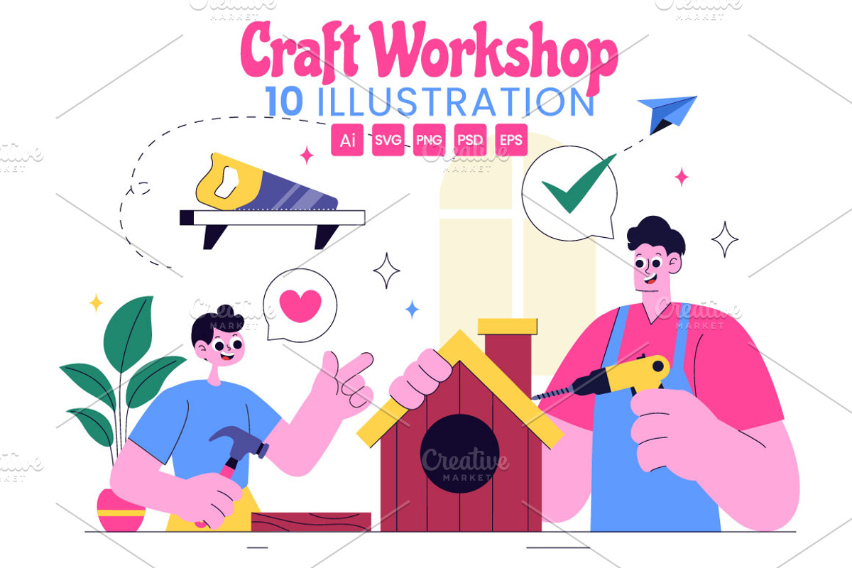 10 DIY Craft Workshop Illustration, a Person Illustration by denayunebgt (Photo 1 of 4)