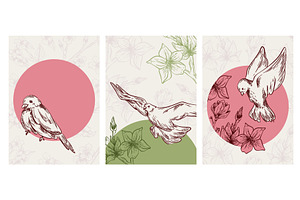 Collection of spring cards with, an Object Illustration by art PVP - market