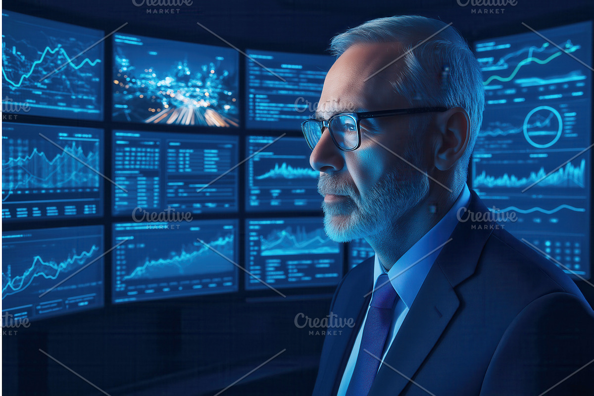 Mature Caucasian businessman, a Person Illustration by Sergey Kotenev