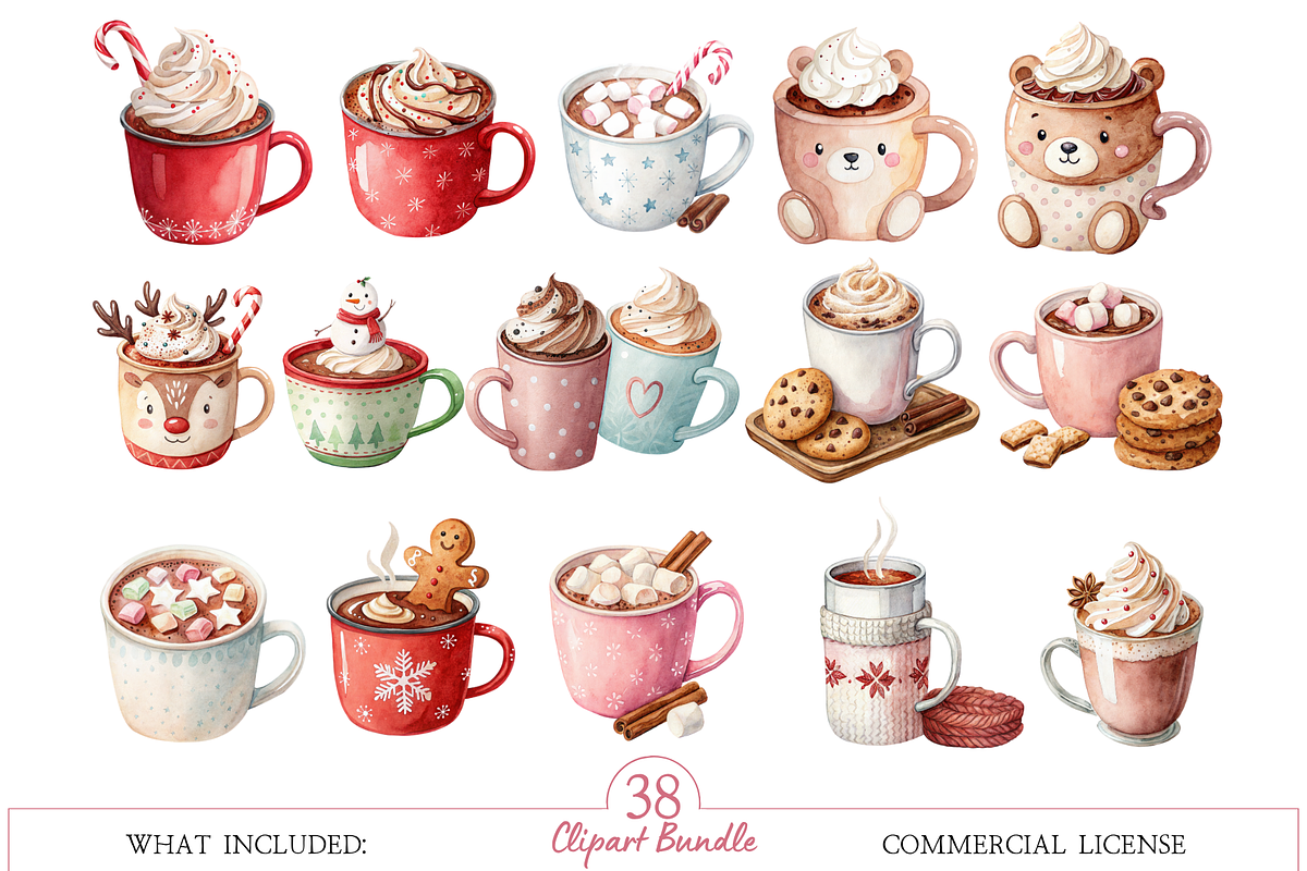 Christmas Hot Cocoa Bar Clipart, a Food Illustration by MockupWizard (Photo 3 of 5)