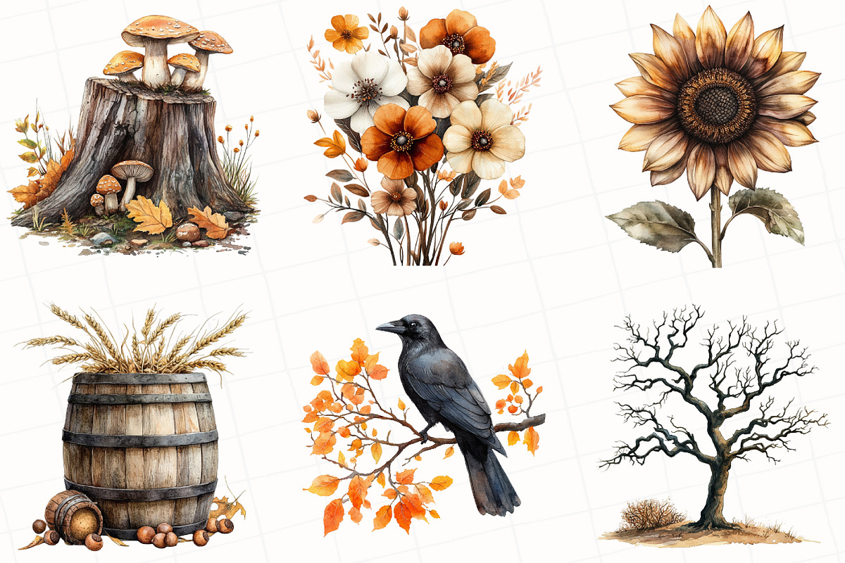 Watercolor Fall Sublimation Clipart, an Illustration by OK Design (Photo 3 of 5)