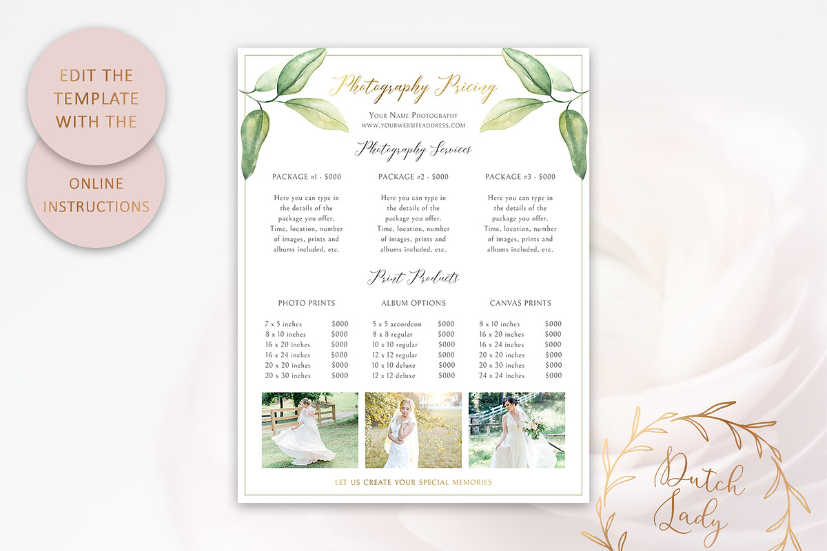 PSD Photography Pricing Guide #10, a Flyer Template by The Dutch Lady Designs (Photo 4 of 6)