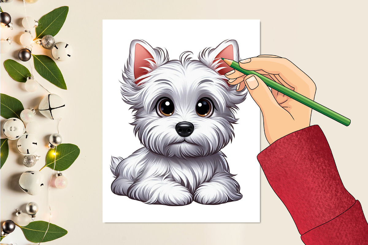 Watercolor White Dog PNG clipart, a Seasonal Illustration by Craft Nest (Photo 2 of 5)