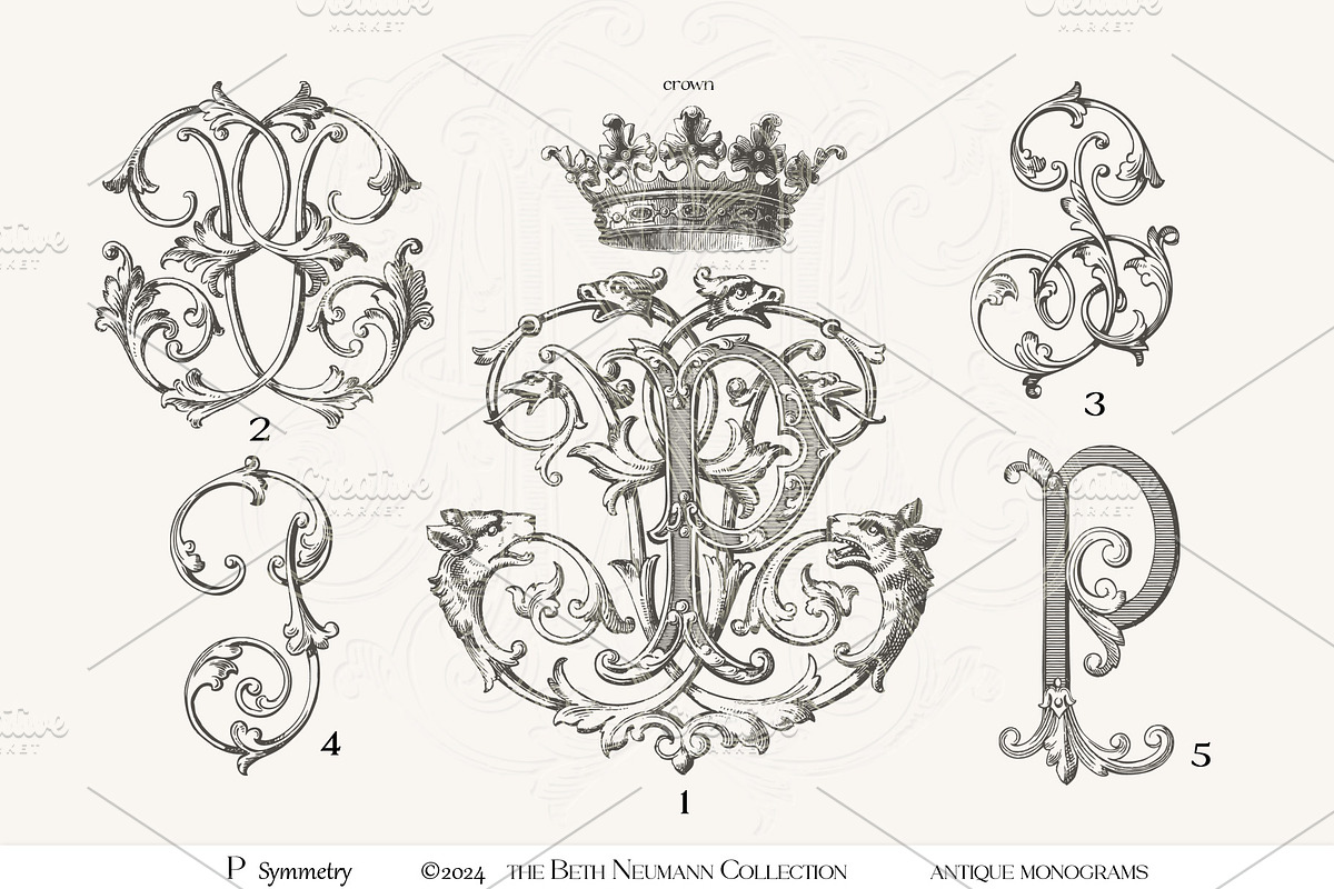 Antique Vintage Monogram Initial P, an Object Graphic by Antique Monograms (Photo 4 of 4)