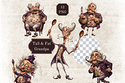 Tall and Fat Clipart Character Set, a Decorative Illustration by Print Haven Mochi Vintage (Thumbnail 5 of 6)