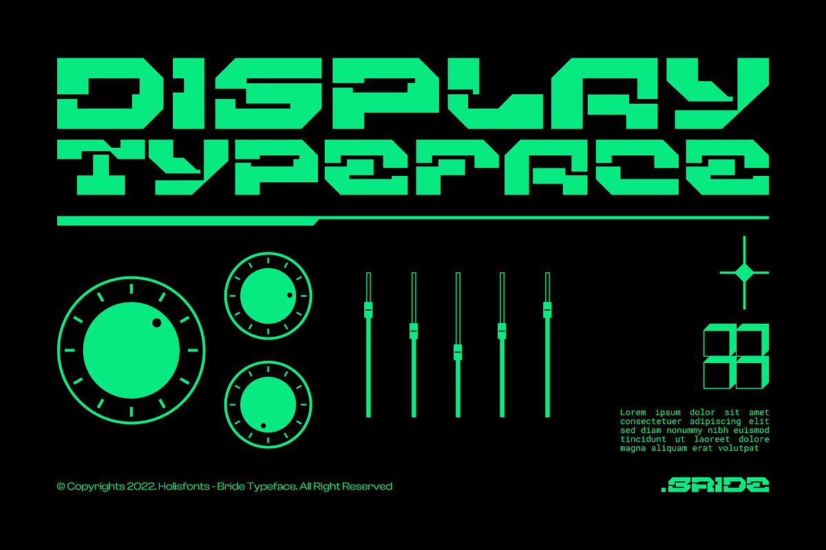 Bride Typeface Robot, a Sans Serif Font by 24Design Studios (Photo 7 of 7)