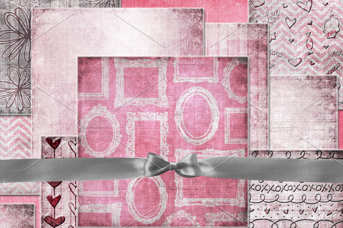 Shabby Pink Valentine Digital Paper preview 2
