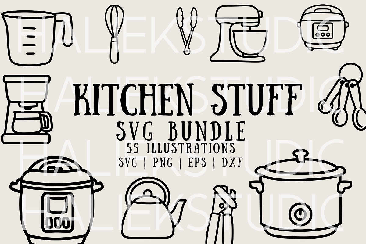 Kitchen Tools SVG Illustrations, a Food Illustration by HalieKStudio (Photo 1 of 9)