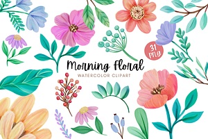 Morning Floral Elements Clipart