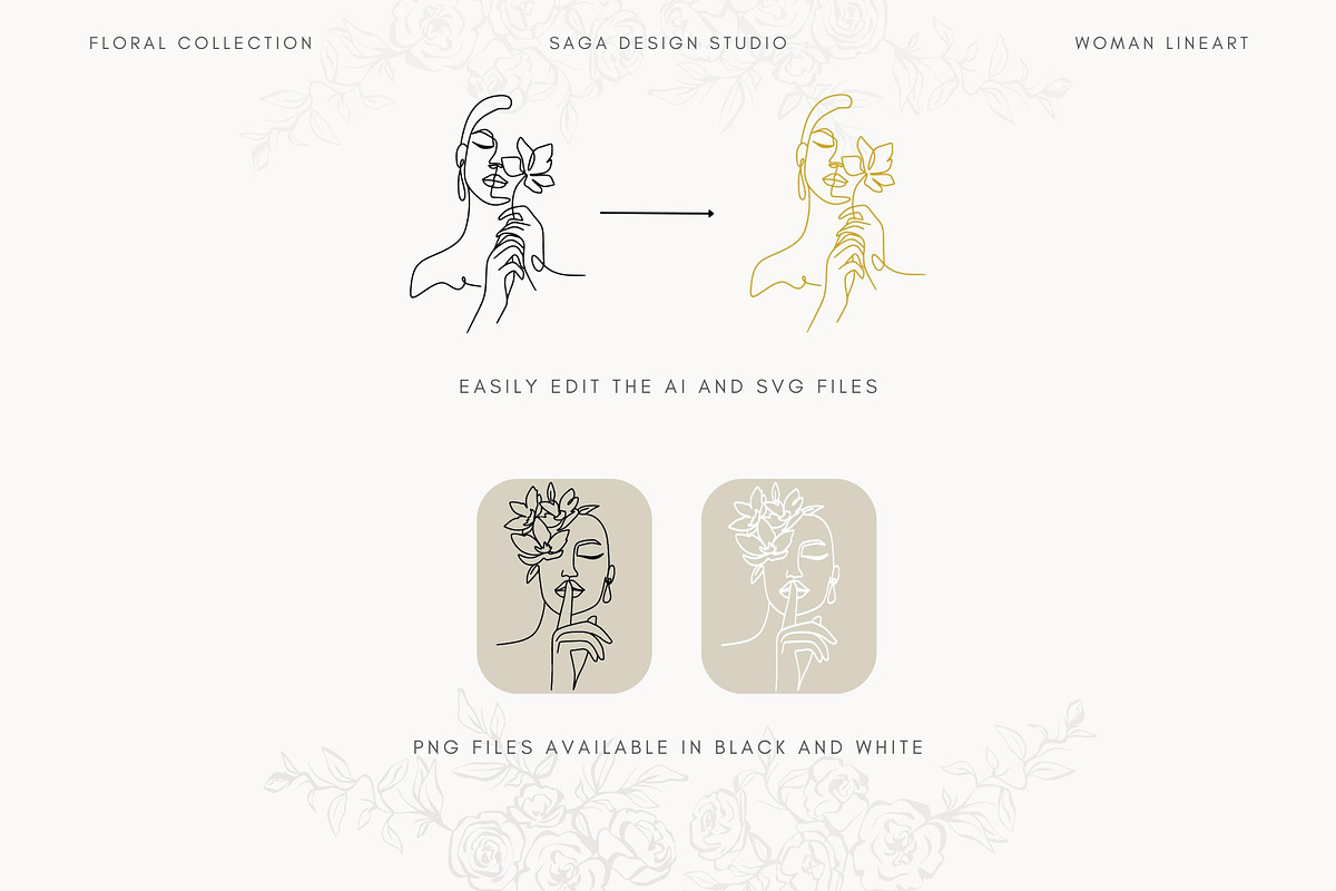 Minimalist Floral Woman Lineart, an Illustration by Saga Design Studio (Photo 3 of 5)