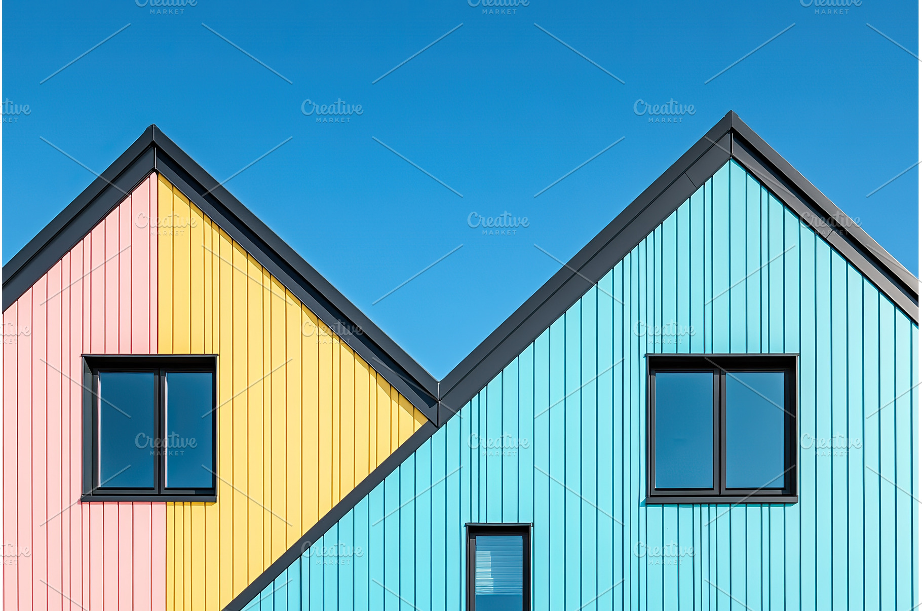 Vibrant Modern Houses with Blue Sky, an Architecture Photo by Lermont51