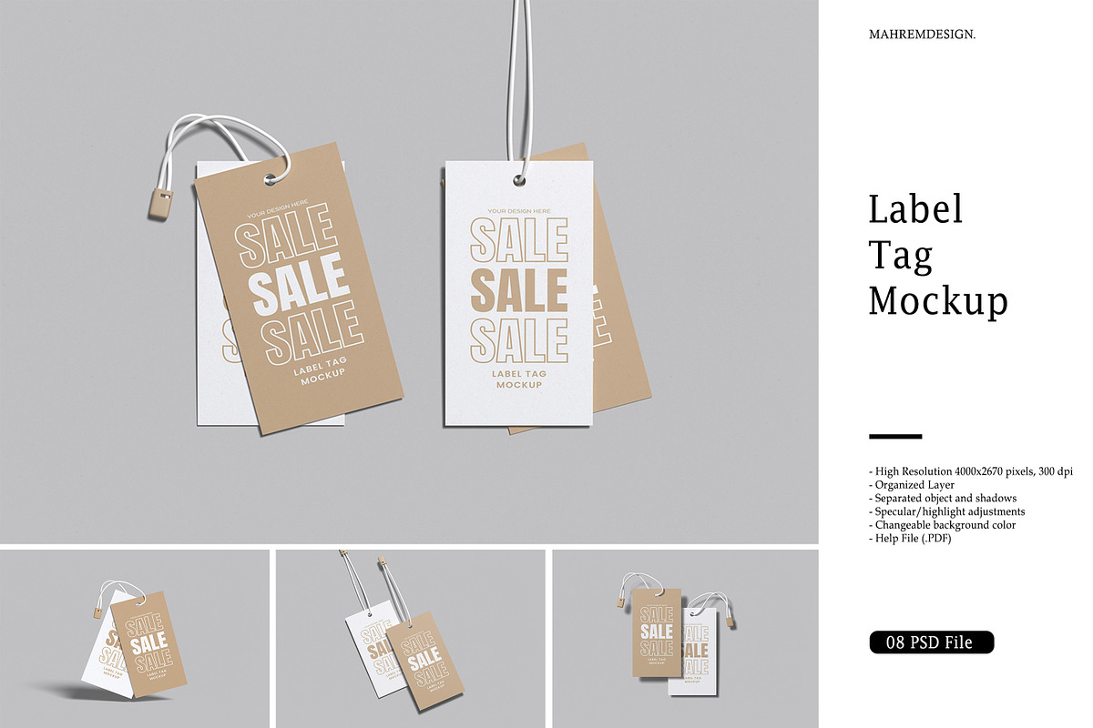 Label Tag Mockup, a Product Mockup by mahremdesign (Photo 1 of 9)