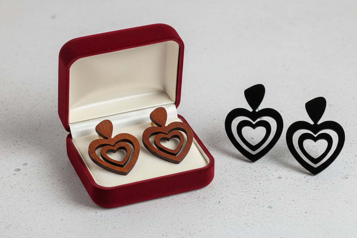 Heart Shape Earring Laser Cut File, an Object Graphic by Amazin_art (Photo 1 of 6)