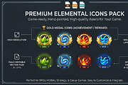 Game Badges: Earth, Air, Water, Fire, a Solid Icon by BabySofja (Thumbnail 1 of 3)