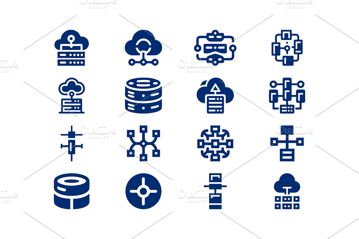Tech Cloud Data Server Icons Bundle, a Solid Icon by Vectorium Studio (Photo 10 of 24)