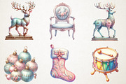 Pastel Antique Christmas Clipart, an Illustration by RobertsArt (Thumbnail 7 of 7)